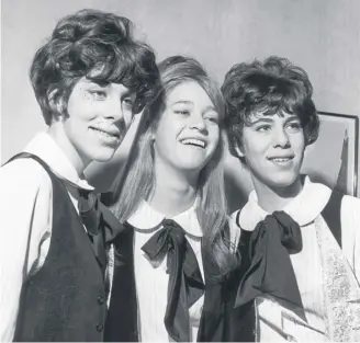  ?? ?? Mary Weiss (centre) flanked by fellow Shangri-las Margie and Mary Anne Ganser – Mary’s sister Betty, the fourth member, missed their 1964 London trip due to illness