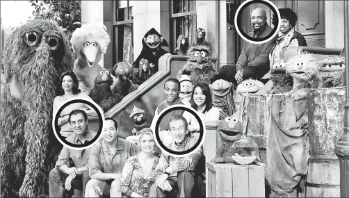  ??  ?? MOVIN’ OUT: The kids and Muppets on the block won’t be seeing “Sesame Street” mainstays (circled from left) Luis, Bob and Gordon.