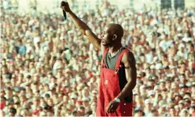  ??  ?? Proving rappers could be rock stars, too … DMX at Woodstock ’99. Photograph: Joe Traver/Reuters