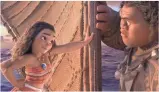  ?? DISNEY ?? Tenacious island girl Moana (Cravalho) bonds with legendary demigod Maui (Dwayne Johnson) on the high seas.