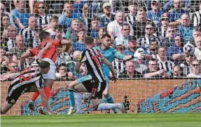  ?? ?? Brighton’s Joel Veltman puts the Seagulls ahead