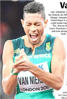  ?? JEWEL SAMAD/AGENCE FRANCE-PRESSE ?? WAYDE Van Niekerk moves his training camp to the United States in preparatio­n for the Tokyo Olympics.