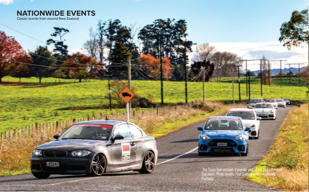  ??  ?? The Targa Tour remains a popular part of the Targa Hawke’s Bay event. Photo credits: Fast Company/ben Hughes@ Proshotz