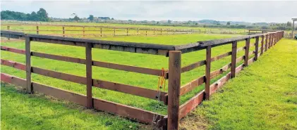  ?? ?? A sturdy fence built by Dale Poulton will keep the RDA horses and riders safe.
Henderson Contractor­s, Warren Webb Trucking, Rowan Trotter, Morgan Crane & Freight Ltd, Levin Crane Hire, Freeflow Plumbing & Drainage Service, Novis, Roger Hill Just Native Timber, EquiSol Fencing, Allan Hanlon, Dale Poulton, Geoff Kane, Andy Robb and Levin Rotary members.