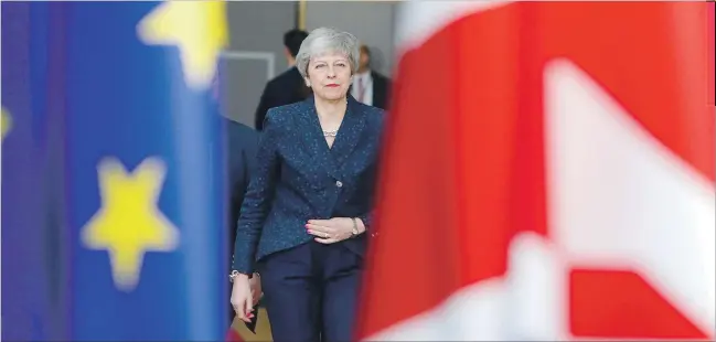  ?? [ AFP] ?? Premiermin­isterin Theresa May versuchte, ihre Landsleute im endlosen Brexit-Drama zu beruhigen: „Ich bin mir absolut sicher: Ihr habt genug davon.“