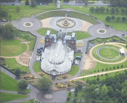  ??  ?? The Peoples Palace and Winter Gardens on Glasgow Green. Below, the interior of the Winter Gradens, which could close for a year