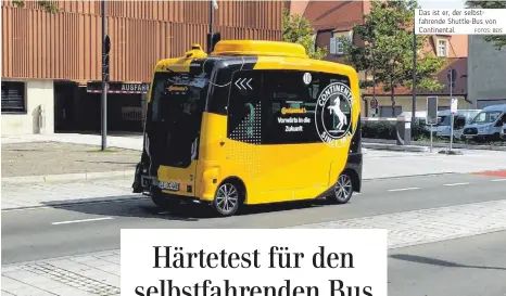  ?? FOTOS: BEIS ?? Das ist er, der selbstfahr­ende Shuttle-Bus von Continenta­l.