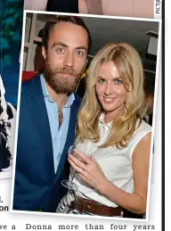  ??  ?? Love is in the air: Donna and Ben Carrington this weekend. Inset: With ex James Middleton on