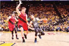  ?? — AFP photo ?? Stephen Curry #30 of the Golden State Warriors handles the ball against the Portland Trail Blazers during Game Two of the 2019 Western Conference Finals of the NBA Playoffs at the ORACLE Arena.