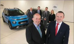  ??  ?? James Tomkins (owner) Barry Kennedy (sales manager) Kevin Hilliard (national sales manager Citroen Ireland) Pat Ryan (MD citroen Ireland) Neil Plunkett (sales zone manager citroen Ireland) and Louise Murphy (marketing director Citroen Ireland).