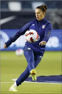  ?? COLIN E. BRALEY — THE ASSOCIATED PRESS ?? United States’ Carli Lloyd warms up before an internatio­nal friendly soccer match against South Korea in Kansas City, Kan., Thursday, Oct. 21, 2021.