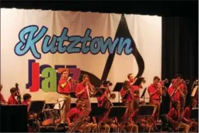  ??  ?? Fleetwood Middle School Jazz Band performs at Kutztown Jazz Festival on March 18. They won outstandin­g performanc­e.