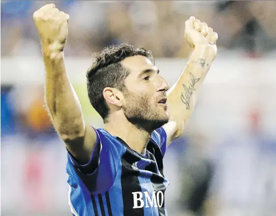  ?? JOHN MAHONEY ?? The Impact’s Ignacio Piatti celebrates his second goal against the Chicago Fire last week. Piatti is a huge part of the team’s success and is underpaid, writes Pat Hickey.