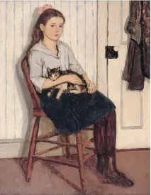 ?? NATIONAL GALLERY OF CANADA ?? Emily Coonan’s Girl and Cat from 1920.