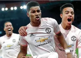  ?? EPA ?? Leading man: delight for Rashford and Mason Greenwood