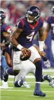  ?? Brett Coomer / Staff photograph­er ?? Texans quarterbac­k Deshaun Watson has been sacked on 18 occasions and hit 53 times during the first five games.