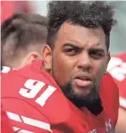  ?? MARK HOFFMAN / MILWAUKEE JOURNAL SENTINEL ?? Sophomore nose tackle Bryson Williams has stepped up as one of the more vocal leaders on the Badgers’ defense during training camp.
