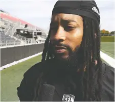  ?? OSEG FILES ?? Defensive back Sherrod Baltimore went from being Ottawa's nominee for CFL rookie of the year in 2017 to being demoted to the practice squad a year later, and Baltimore says he'll never forget that.