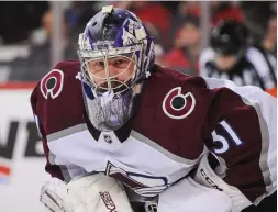  ?? Derek Leung, Getty Images ?? Avalanche goalie Philipp Grubauer will be splitting time with teammate Pavel Francouz.