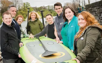  ??  ?? Mayor of Sligo Municipal District, Cllr Marie Casserly joined William Britton from North West Adventure Tours, Focus Ireland staff Mary Jameson ( project leader), Mark Slee, Rob Connor, Lorraine Kelly and Roisin Mcloughlin, Sean O’Reilly ( General...