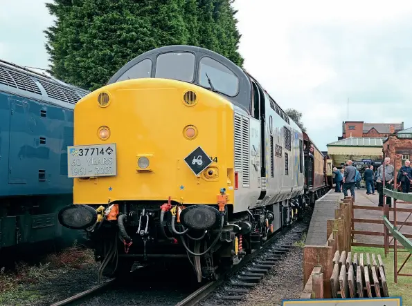  ?? PAUL BICKERDYKE ?? Above: The HTG’s No. 37714 at Loughborou­gh Central on August 21, as the group celebrated the loco’s 60th anniversar­y with a special running day at the GCR.