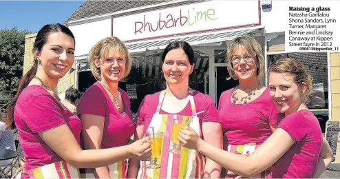  ?? 090613kipp­enfair_11 ?? Raising a glass Natasha Garifalou Shona Sanders, Lynn Turner, Margaret Bennie and Lindsay Canaway at Kippen Street fayre in 2012