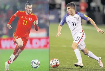  ?? AFP ?? Wales’ Gareth Bale, left, and USA’s Christian Pulisic will meet in a Group B encounter today.