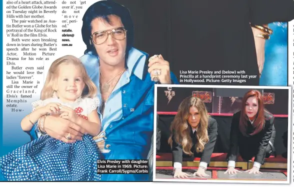  ?? ?? natalie. obrien@ news. com.au
Elvis Presley with daughter Lisa Marie in 1969. Picture: Frank Carroll/Sygma/Corbis