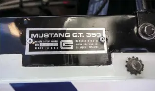  ??  ?? The grille badge on a GT-350 comes from the mudguard of a normal Mustang