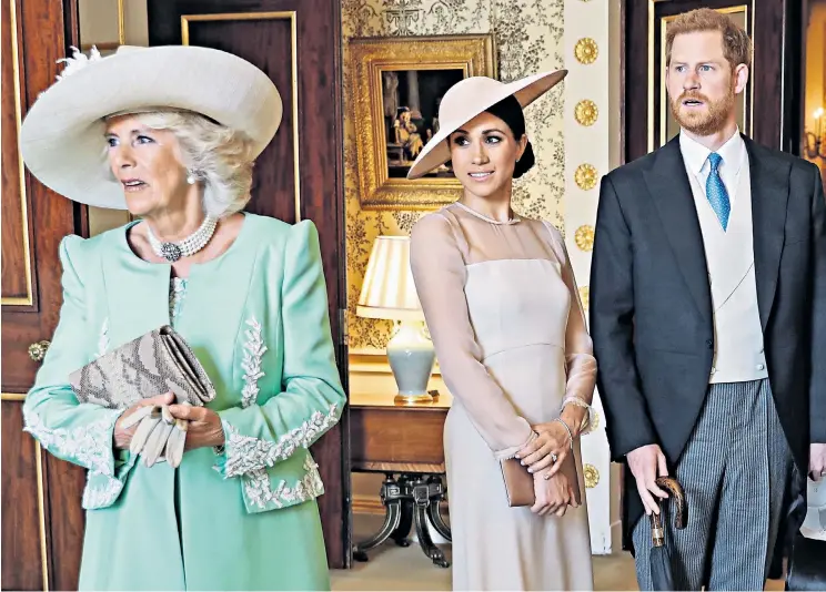  ?? ?? The Duke and Duchess with his father and Camilla at a Buckingham Palace reception to mark the 70th birthday of the then Prince of Wales in May 2018