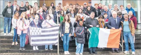  ?? ?? Ploemeur students who visited Fermoy, pictured outside the Court House.