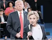  ?? RICK T. WILKING/AP 2016 ?? Democratic nominee Hillary Clinton says in a memoir that Donald Trump acted like a “creep” at a presidenti­al debate.