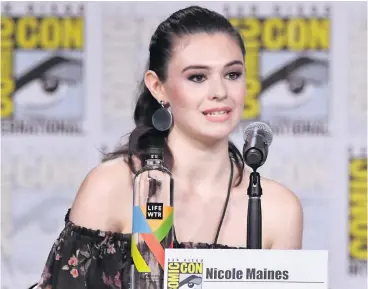  ?? Picture: Getty Images ?? PROUD Nicole Maines talks about her role as trans superhero at Comic-Con in San Diego.