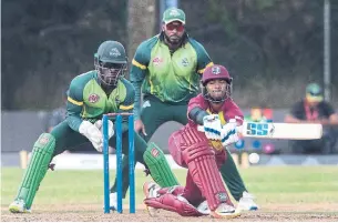  ?? FRED THORNHILL/THE CANADIAN PRESS ?? Cricket West Indies B batsman Nicholas Pooran connects against the Vancouver Knights in Sunday’s final of the Global T-20 Canada cricket tournament in King City.