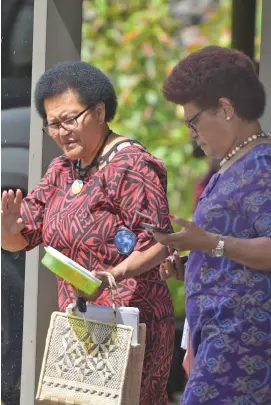  ?? Photo: Ronald Kumar ?? SODELPA members Adi Litia Qionibarav­i and Salote Radrodro after the Party annual general meeting at Novotel convention centre on November 28, 2020.