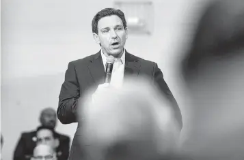  ?? KATIE GOODALE USA TODAY NETWORK ?? Gov. Ron DeSantis speaks during his campaign stop in North Augusta, South Carolina.