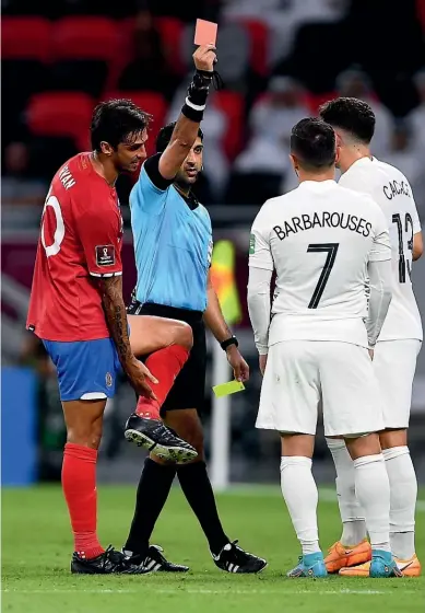  ?? GETTY IMAGES ?? Kosta Barbarouse­s will miss this week’s centenary matches after being slapped with a two-game suspension following his sending off against Costa Rica.