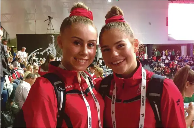  ?? FOTO: PRIVAT ?? YNGST: GTIF-jentene Kristine Naro (18) og Julie Braadland (19) er yngst på det norske laget som har konkurrert i Portugal.