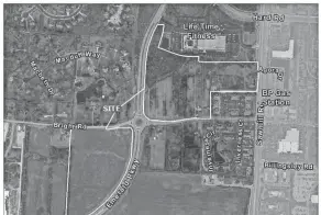  ?? OF DUBLIN CITY ?? This map shows the locations for a proposed senior-housing community in Dublin. Only the site north of Bright Road is being considered for developmen­t. The site southwest of the intersecti­on has been removed from the proposal.