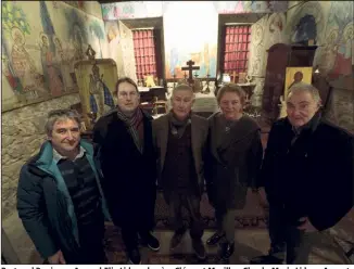  ?? (Photos Frantz Bouton) ?? Bertrand Bouissou, Arnaud-Elie Lidvac, le père Clément Morillas, Claude-Marie Lidvac, Auguste Verola : tous unis pour sauver d’une disparitio­n probable, la chapelle orthodoxe de la rue Fodéré.