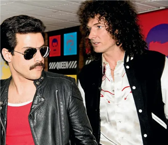  ??  ?? Rami Malek as Freddie Mercury and Gwilym Lee as Brian May. Malek believes coming from a minority culture was his ‘‘way in’’ to gaining the role.