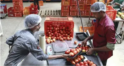  ?? Reuters ?? From wholesaler to vendor and consumer, the price of tomatoes is a major concern for Indians