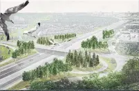  ?? HIGHWAY OF HEROES ?? An artist’s rendering offers an aerial view of the greening of Highway 401 to honour Canadians who lost their lives in war.