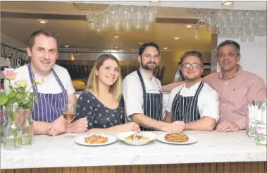  ?? Picture: Chris Davey FM4603835 ?? Former Groucho Club head chef Tim Wilson with Gemma Cleary, Shane Martin, Will Miles and Lee Murray at Harbour Street Tapas in Whitstable
