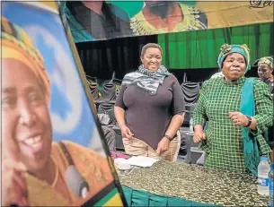  ?? Picture: AFP / RAJESH JANTILAL ?? STRATEGIC MOVES: ANC Women’s League president Bathabile Dlamini, left, joins Nkosazana Dlamini-Zuma during the KwaZulu-Natal ANCWL provincial conference in Durban yesterday. President Jacob Zuma’s ex-wife and Deputy President Cyril Ramaphosa have come...