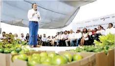  ??  ?? El titular de la Sedesol, José Antonio Meade, al anunciar la venta de limón.