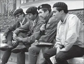  ?? Los Angeles Times Archive / UCLA ?? BROWN BERETS Fred Lopez, left, David Sanchez, Carlos Montes and Ralph Ramirez, shown in 1968, were all indicted for their roles in the student protests.