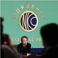  ??  ?? Yasuda,holds a news conference for the first time since his release last month, at the Japan National Press Club in Tokyo, Japan. — Reuters photo