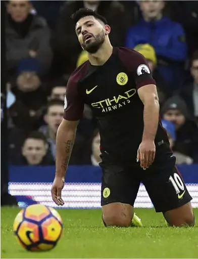  ??  ?? Out of touch: Sergio Aguero is no longer manager Pep Guardiola’s first-choice striker. — AP