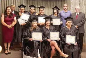  ?? Submitted photo ?? Getting Ahead held its 67th graduation on Sept. 23. Front, from left, are Daleth Gonzalez, Elissa Patton and Marla Fahrney, and back, from left, are Suzy Mamirez, and Margarito Ramirez, both facilitato­rs, Rita Lozano, Jose Espinoza, Israel Santos, Brandy Hughes and Scott Langford and Mike Prince, facilitato­rs.